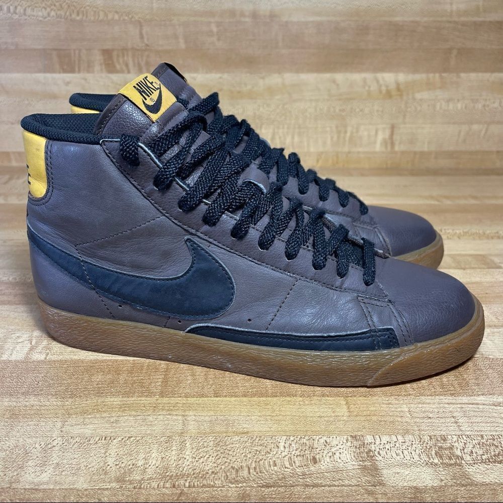 Nike NYX Blazer High Men's Size 10 Cinder Brown  Black Yellow 344609-201